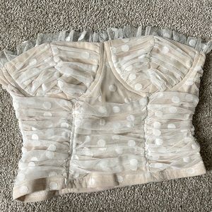 Worn once, perfect condition!! Cute polka dot strapless top